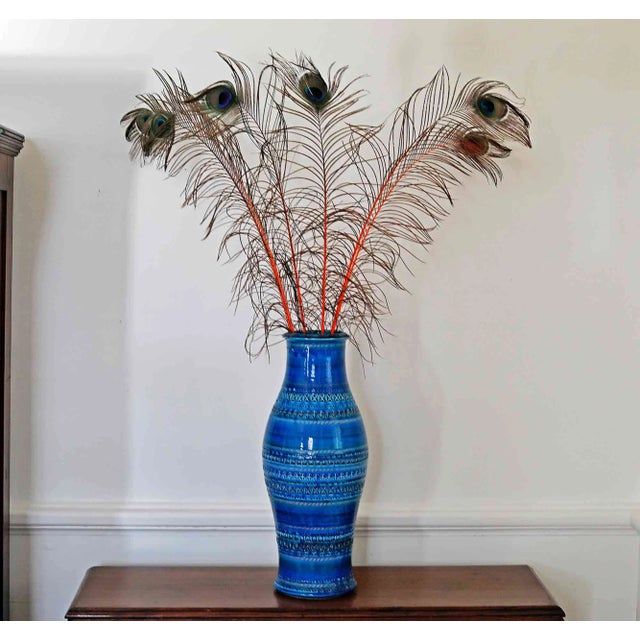 Vintage Bitossi Blue vase Flavia Montelupo Blue from Rimini, Italy. 1960s Vintage mid century blue glazed ceramic with...