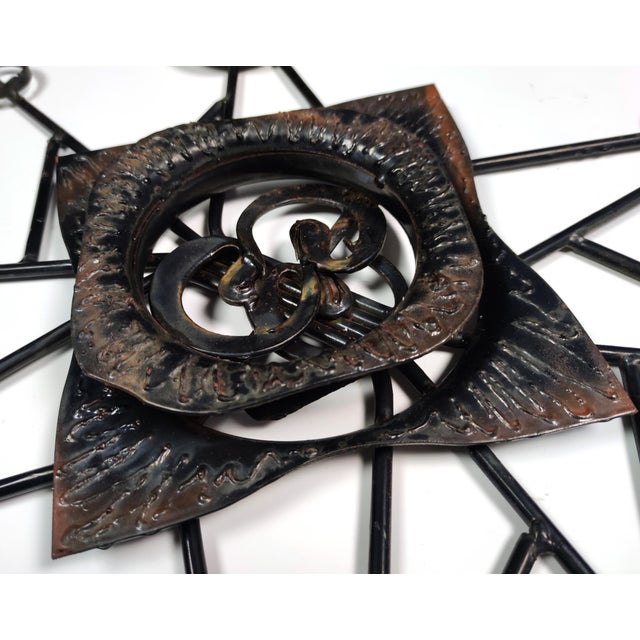 Brutalist Large Vintage Danish Abstract Starburst Metal Wall Sculpture, 1980s For Sale - Image 3 of 7