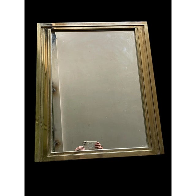 Gold Vintage Italian Brass Mirror, 1970s For Sale - Image 8 of 13