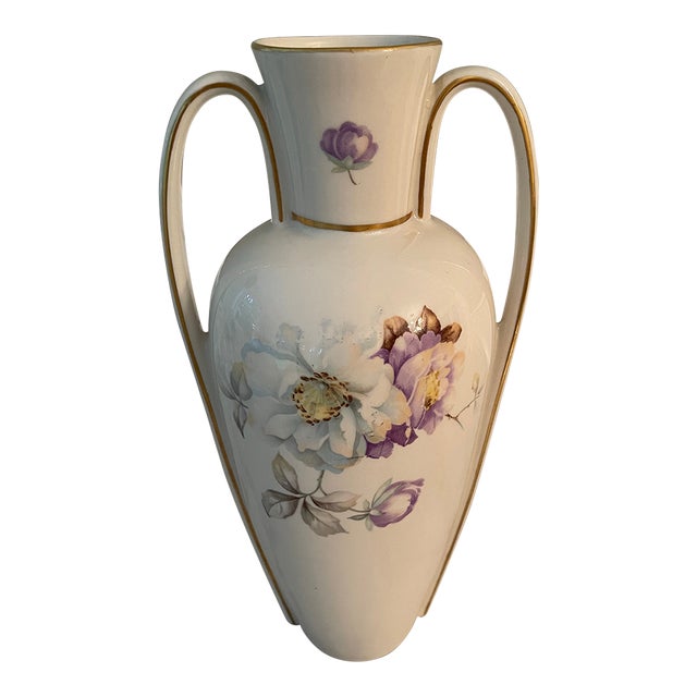 Antique Double Handle Floral Vase For Sale