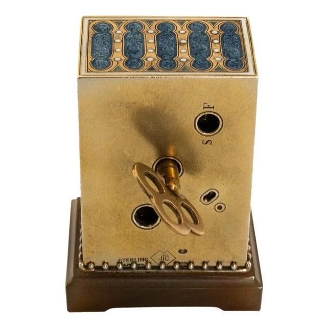 Antique Swiss Miniature Silver Gilt & Enamel Art Nouveau Carriage Clock 1910 For Sale - Image 9 of 18