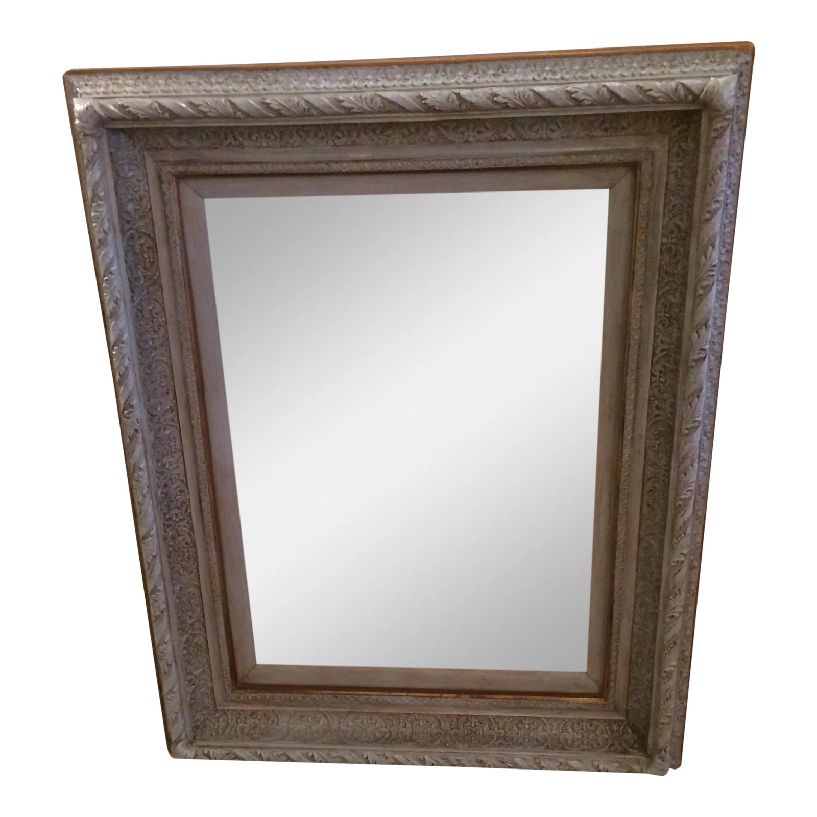 Vintage Gustavian Grey Carved Wood Mi...