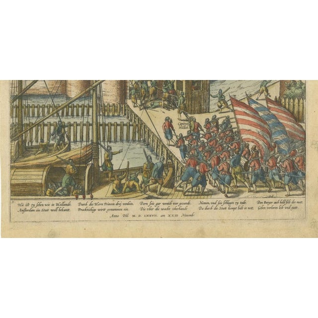 Frans Hogenberg, Attempt to Seize Amsterdam, Haarlemmerpoort Assault, Hogenberg, 1577, Print For Sale - Image 6 of 10