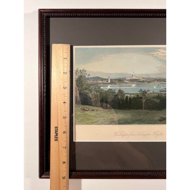 1872 Hand-Colored Steel Engraving Washington From Arlington Heights / Us Capitol For Sale - Image 9 of 9
