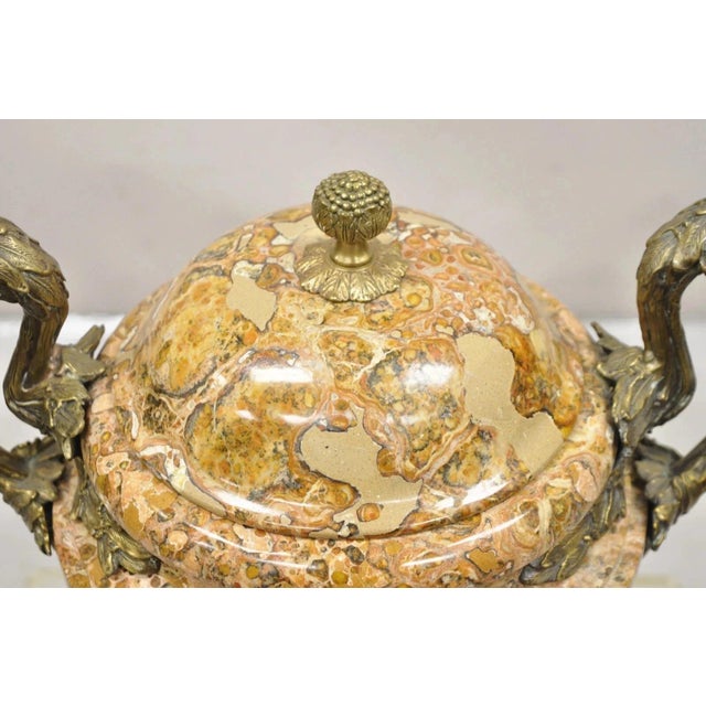 Vintage Bronze and Marble French Baroque Style Lidded Urn Centerpiece Cassolette For Sale - Image 4 of 11