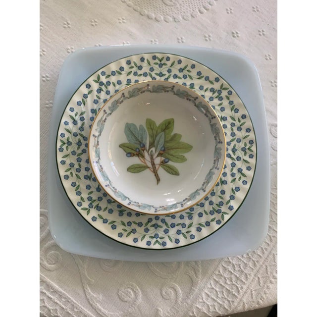1940's Blue & Green Botanical Berry or Dessert Bowls Set of 13 For Sale In Seattle - Image 6 of 12