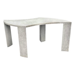 Linen-Wrapped Wood Dining Table or Desk For Sale