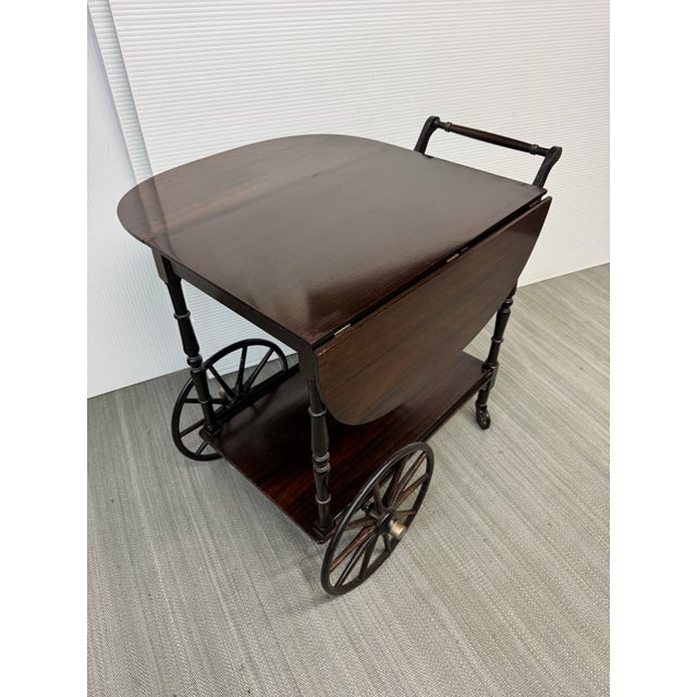 Brown Vintage Drop Leaf + Handle Tea Cart For Sale - Image 8 of 12