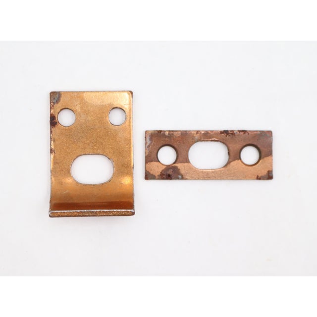 Late 20th Century Olde New Brass Plated Steel Spring Bolt Cabinet Latch With Chain For Sale - Image 5 of 8