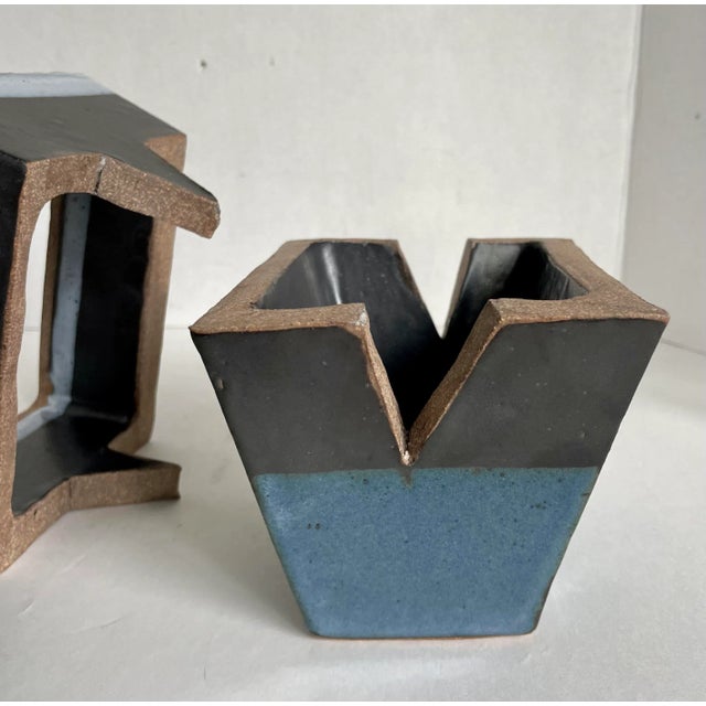 Vintage Handmade Glazed Pottery Three Pieces Box For Sale - Image 9 of 12