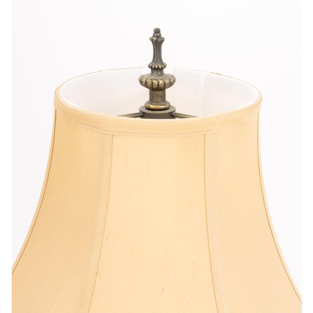 Mid 20th Century Pair of Neoclassical Style Patinated and Verdigris Bronzed Metal Table Lamps For Sale - Image 5 of 8