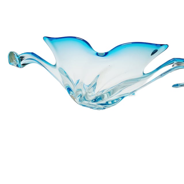 Blue Postmodern Sommerso Murano Glass Fruit Bowl from Mandruzzato, Italy, 1950 For Sale - Image 8 of 14