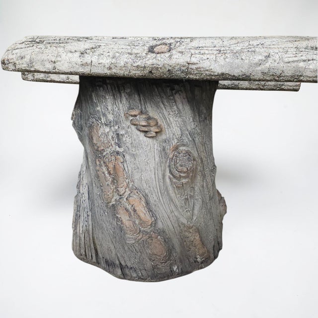 Sculpture Materials Faux Bois Concrete Garden Bench, Tree Stump Form For Sale - Image 7 of 7