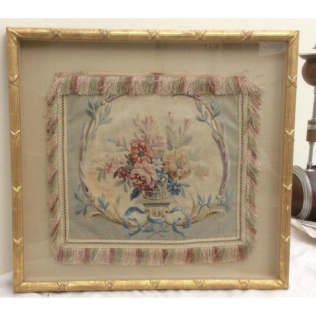 Great looking beautiful framed antique Aubusson Tapestry pillow. Minor losses to gold finish on frame that can easily be...