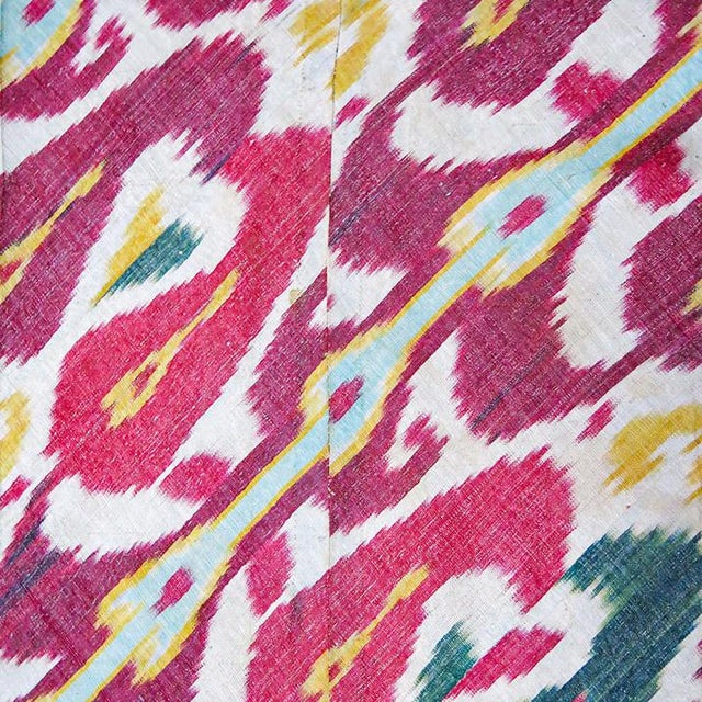 Antique Central Asian Silk Ikat Adras Fragment From Bukhara, Uzbekistan For Sale - Image 4 of 4
