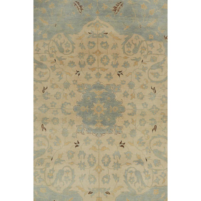 Rug & Kilim Classic Tabriz Style Rug in Blue & Beige Floral Patterns For Sale - Image 4 of 7