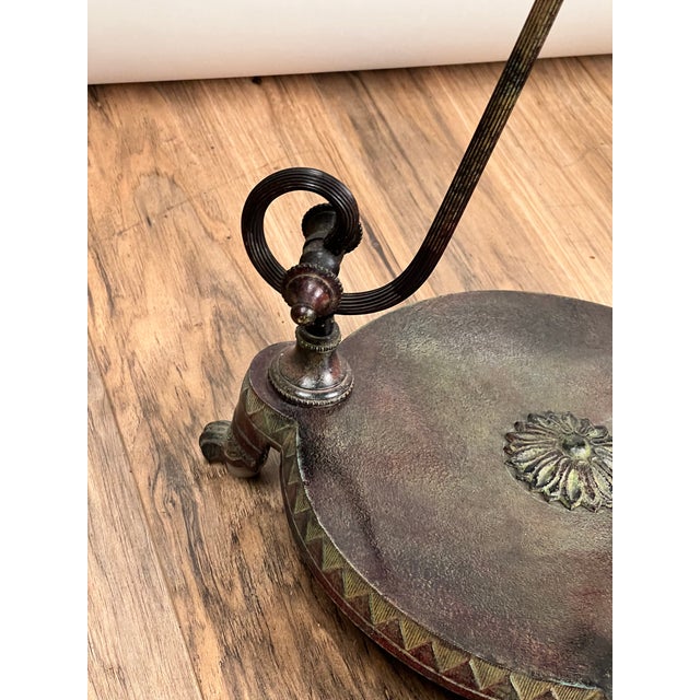 Vintage Verdigris Bronze Neoclassical Style Glass End Table For Sale In Boston - Image 6 of 7