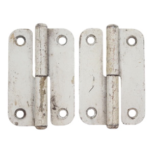 Pair of White Steel Left Hand Lift Off Cabinet Door Hinges