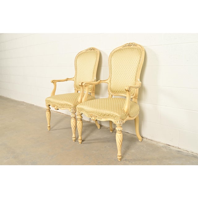 French Karges French Regency Louis XVI Cream Lacquered Armchairs, Pair For Sale - Image 3 of 14
