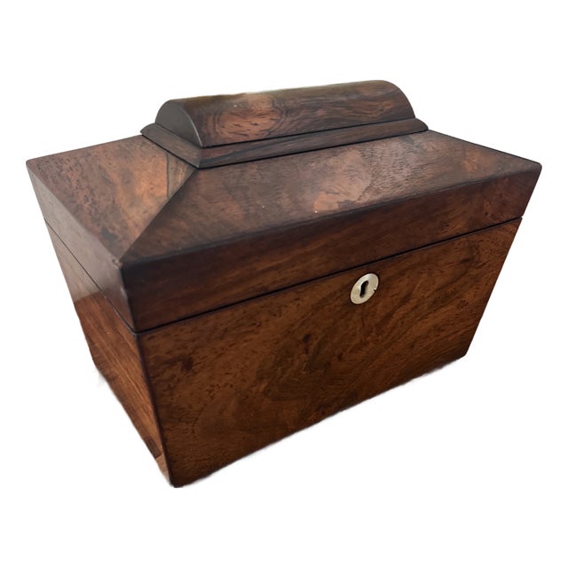 Antique English Regency Tea Caddy With Mother of Pearl Escutcheon For Sale