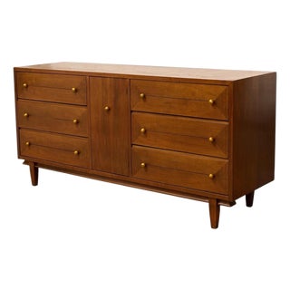 Mid Century Dresser With Gold Pulls For Sale
