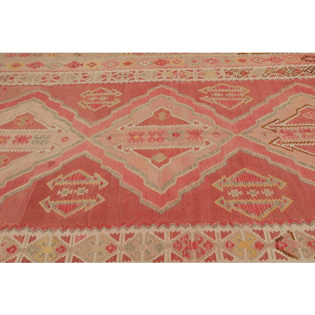 Mid 20th Century Pastel Large Vintage Turkish Kilim Rug For Sale - Image 4 of 7