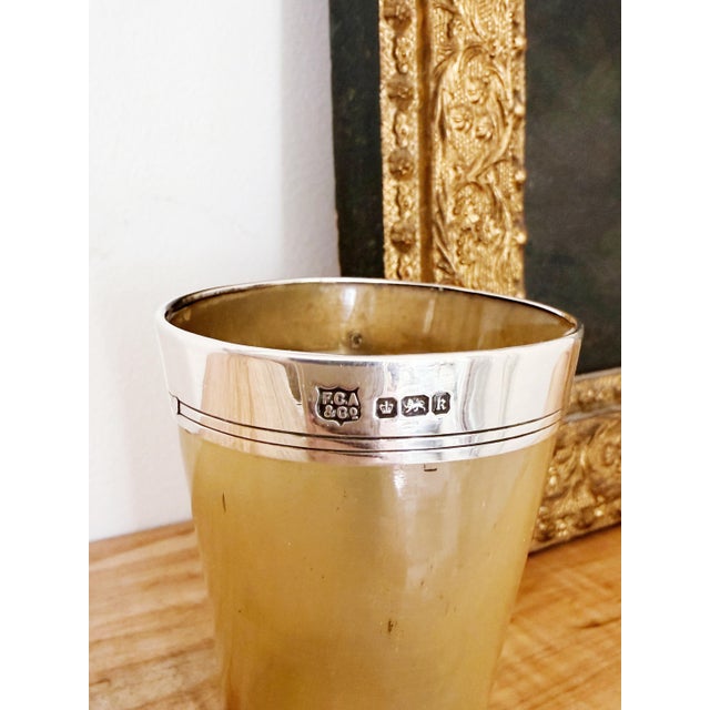 English Antique 1902 Sterling and Horn Cup For Sale - Image 3 of 6