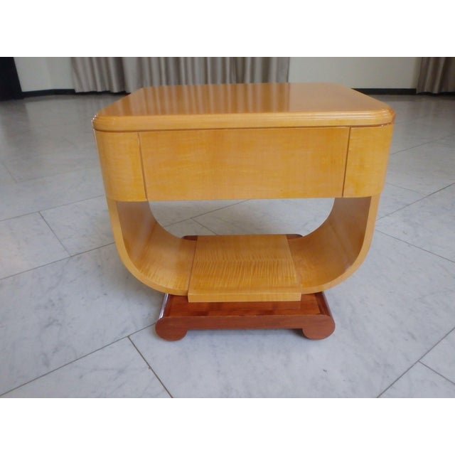 Side Table with One Drawer and U-Shaped Base, 1940s For Sale - Image 12 of 18
