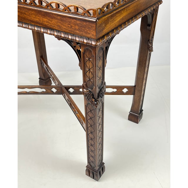 Brown Henredon Historic Natchez Collection Chippendale Style Fretwork Silver Table / Tea Table For Sale - Image 8 of 14