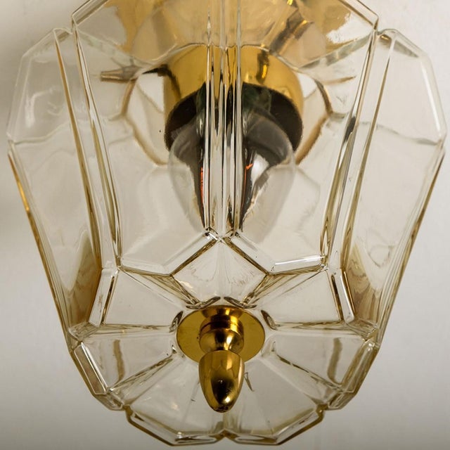 Flower Shaped Flush Mount in Clear Glass and Brass from Limburg, 1970 For Sale - Image 4 of 16