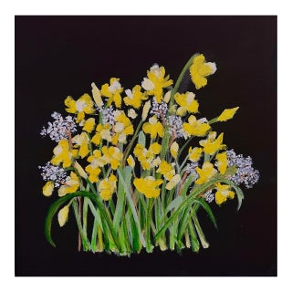 Grandads Daffodils English Traditional Acrylic on Canvas Painting by Shabs Beigh For Sale