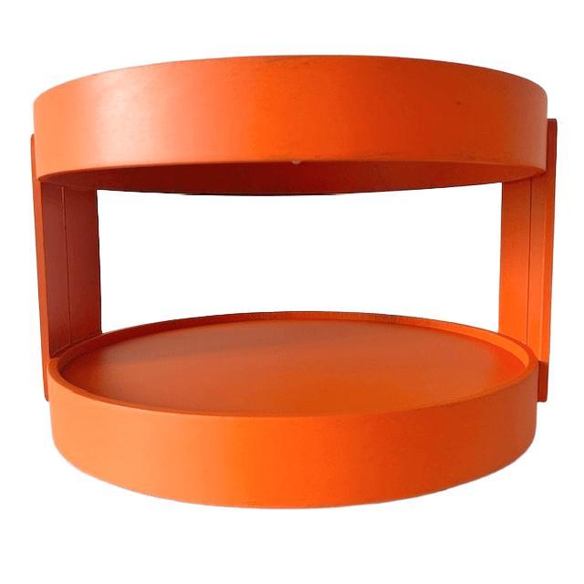 Vintage Space Age Orange Side Table on Wheels, 1960s For Sale - Image 4 of 9