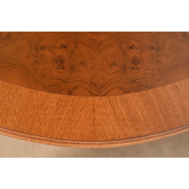 Karges Italian Provincial Burled Walnut Double Pedestal Extension Dining Table, Newly Refinished For Sale - Image 9 of 12