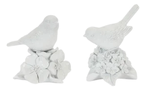 Bird on Floral Pedestal Figurines (Set of 2)