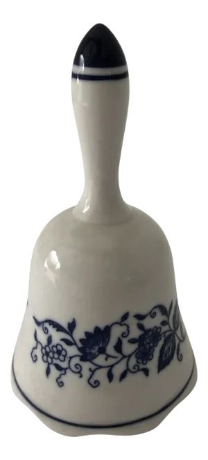 Japan Blue Onion Ceramic Bell 5.5” Tall