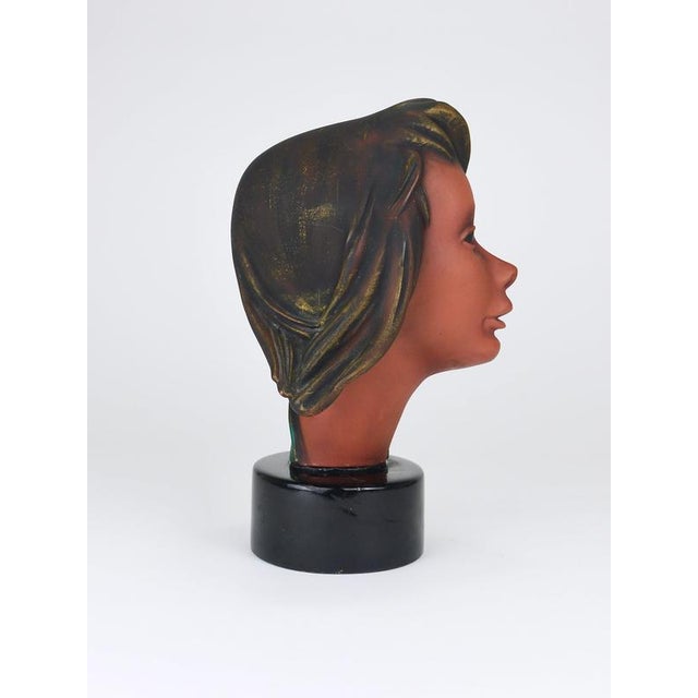 Large Mid-Century Female Bust Head of Young Woman in Terracotta, Austria, 1950s For Sale - Image 4 of 18
