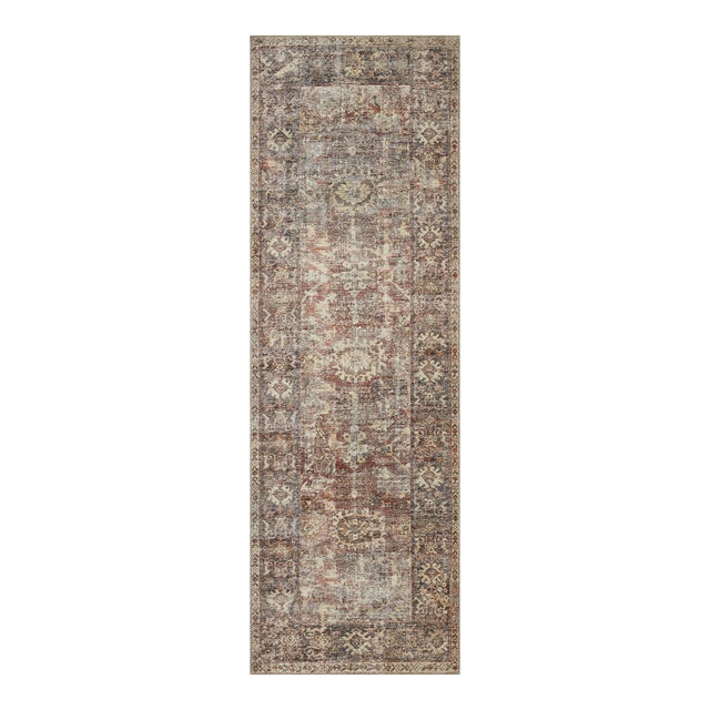 Amber Lewis x Loloi Georgie Bordeaux / Antique 2'-6" x 9'-6" Runner Rug For Sale