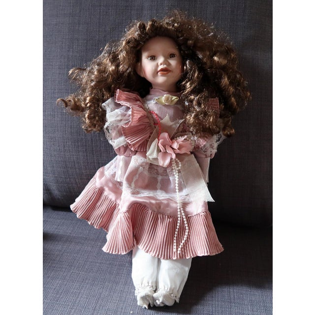 Charming Vintage Porcelain Doll - 42cm, 20th Century, Pretty in Pink For Sale - Image 10 of 10