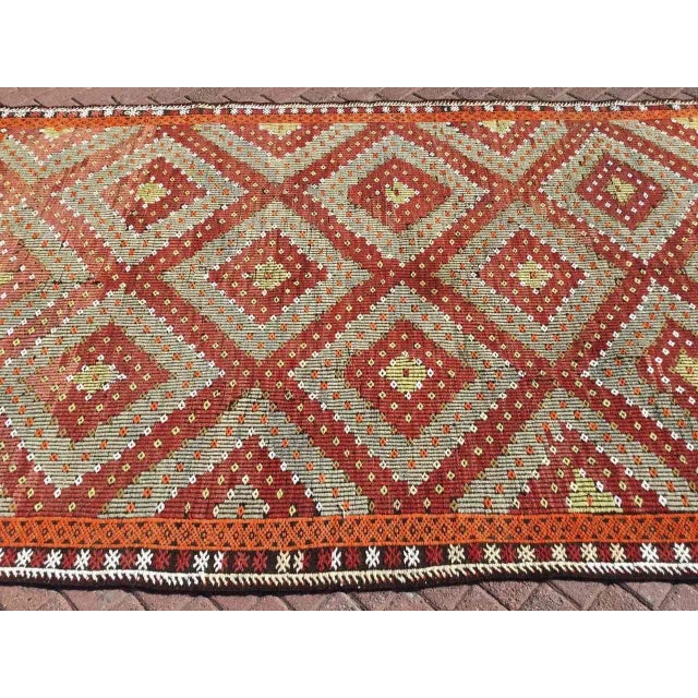Mid-Century Modern Nomadic Embroidered Kilim - 70" X 125" For Sale - Image 3 of 11