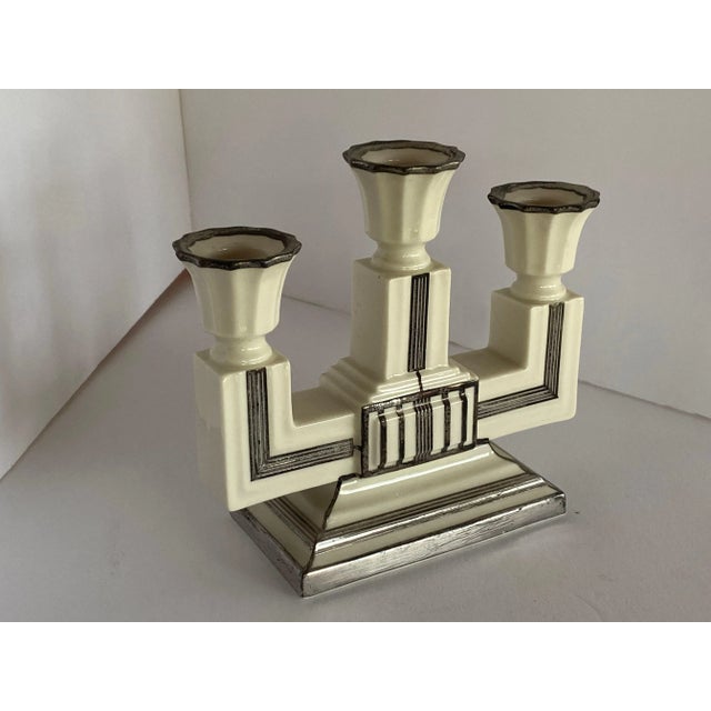 Circa 1930 Lenox Sugar Bowl and Candelabra Set With Sterling Silver Overlay- 2 Pieces For Sale - Image 9 of 13