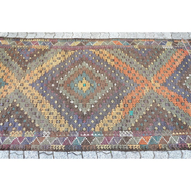 1960s 1960s Handmade Geometric Turkish Kilim Rug For Sale - Image 5 of 11