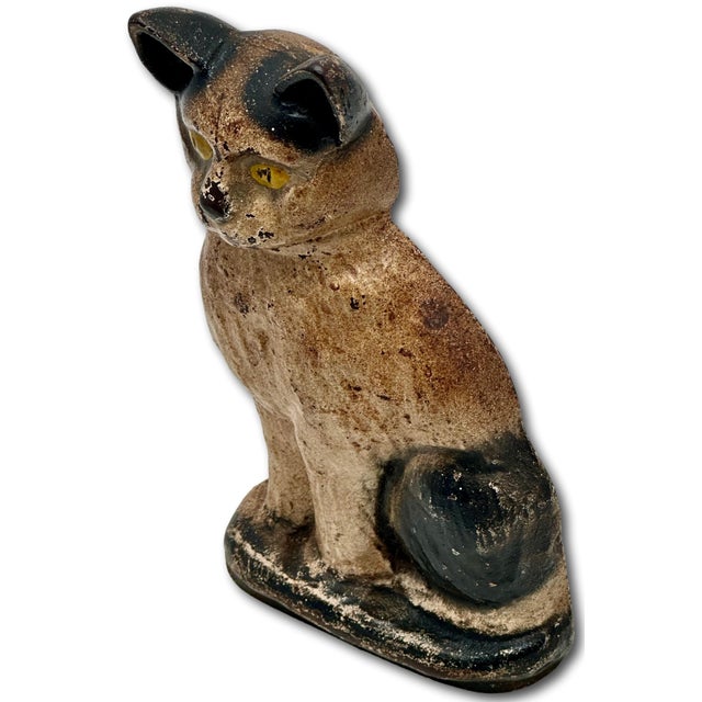 Very Rare Model Vintage 1930s "Wedge" Type Cast Iron Sitting Cat Doorstop by Spencer Guillford For Sale - Image 10 of 18