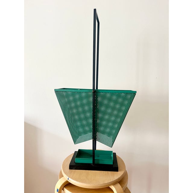 Vintage Green and Black Metal Umbrella Stand, 1950s For Sale - Image 12 of 12