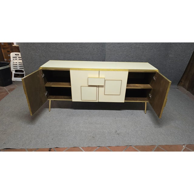 Italian Four-Door Sideboard with Ivory Glass and Wood Accents from Justfurnituress SRL For Sale - Image 9 of 14