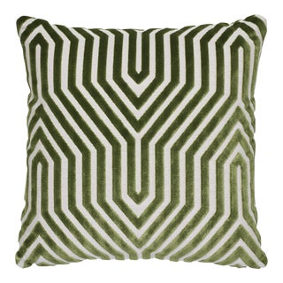 Schumacher X Mary McDonald Vanderbilt Velvet 20" Pillow in Lettuce For Sale