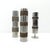 A set of three bmf vases/soliflores dating from the 1970s, combining smooth, cylindrical surfaces in silver-plated metal...