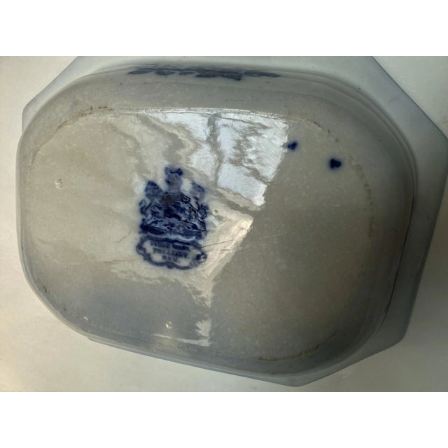 Antique R & M Dark Flow Blue Pheasant Pattern Octagonal Oval Serving Bowl For Sale - Image 9 of 12