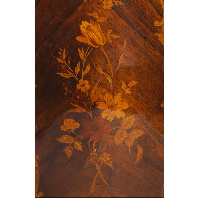 19th-Century French Floral Marquetry Cabinet With Rouge Marble and Bronze Mounts For Sale - Image 9 of 9