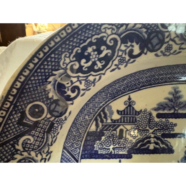 19th Century English Staffordshire Blue and White Transferware Platter For Sale In Lexington, KY - Image 6 of 17