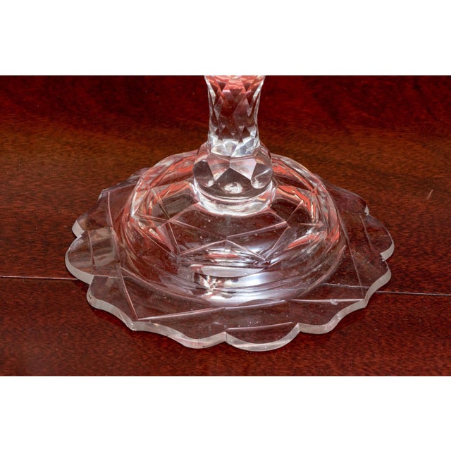 Glass Antique 19th Century Georgian Anglo Irish Blown Glass Cut Crystal Candlesticks - a Pair For Sale - Image 7 of 12